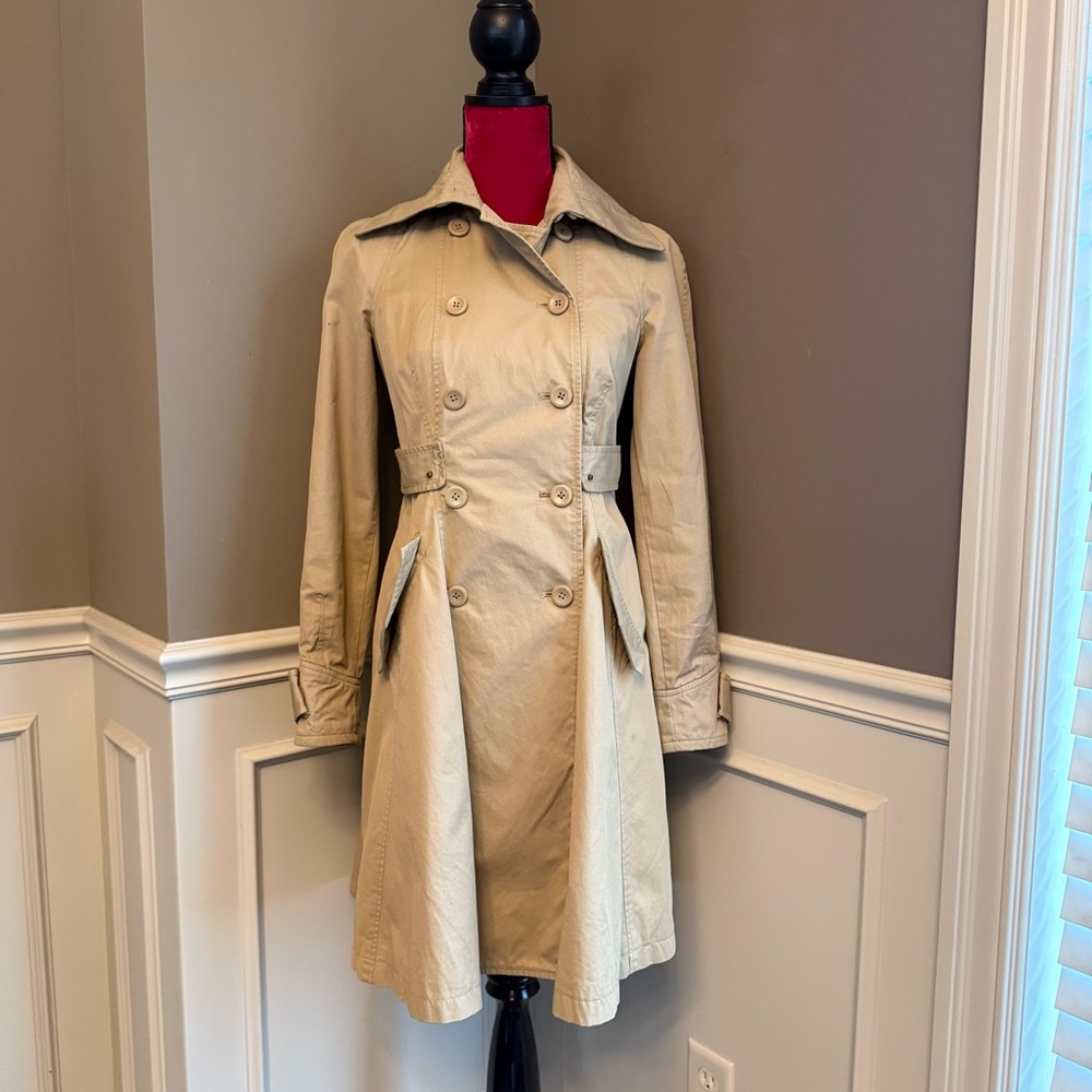 Armani Exchange Tan Double-Breasted Trench Coat